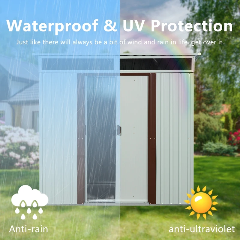 Streamdale 6FT X 5FT Outdoor Metal Storage Shed With Window White