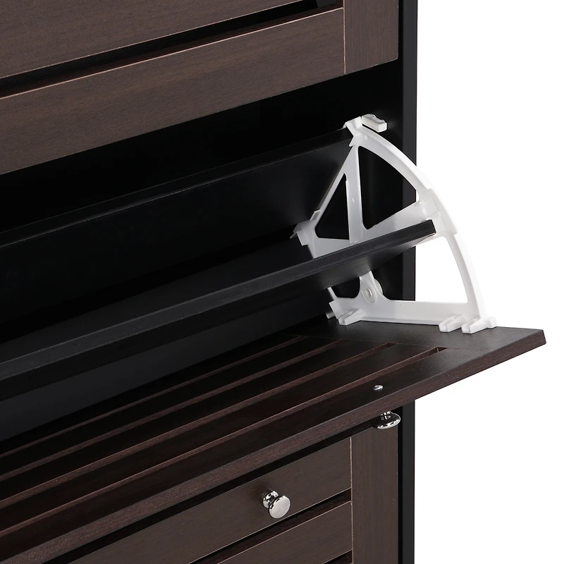 Streamdale Slim shoe cabinet with hanging hooks, drawers, and adjustable panels
