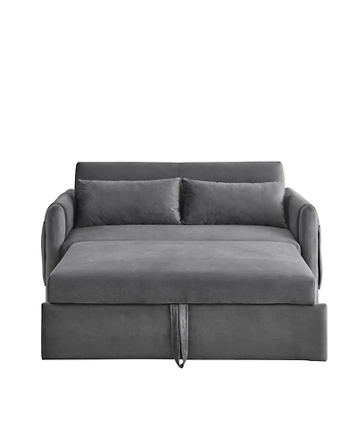 Streamdale Furniture 55" Modern Convertible Sofa Bed With 2 Detachable Arm Pockets, Velvet Loveseat Sofa With Pull Out