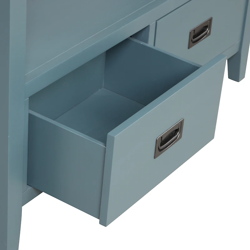 36" Farmhouse Pine Wood Console Table Entry Sofa Table With 4 Drawers & 1 Storage Shelf