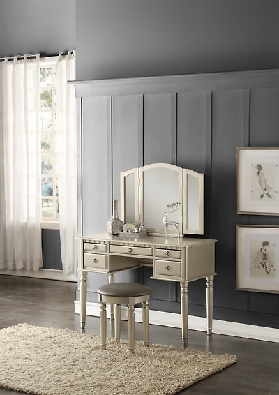 Streamdale Modern Vanity Set with Foldable Mirror and Drawers