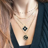 The Lovery Onyx Clover Cut Out Charm 14K Gold