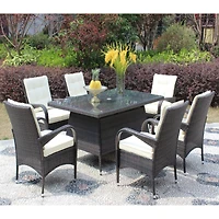 Streamdale Furniture Outdoor Patio Furniture Rectangular Dining Table With Clear Tempered Glass