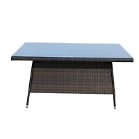 Streamdale Furniture Outdoor Patio Furniture Rectangular Dining Table With Clear Tempered Glass