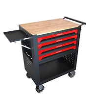 Streamdale Furniture 4 Drawers Multifunctional Tool Cart With Wheels And Wooden Top
