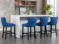 Streamdale Contemporary Velvet Upholstered Wing-Back Barstools With Button Tufted