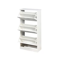 Streamdale White Wooden Shoe Cabinet with 3 Flip Doors