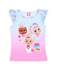 Cry Babies Little Girls Magic Tears Ruffle Sleeve Pajama Short 2-Piece Sleep Set Lounge Sleepwear