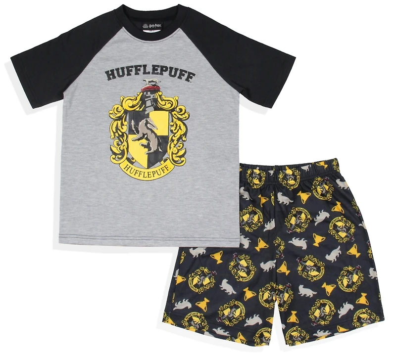 Harry Potter Boys Hogwarts Castle All Houses 2 Piece Raglan Pajama Set