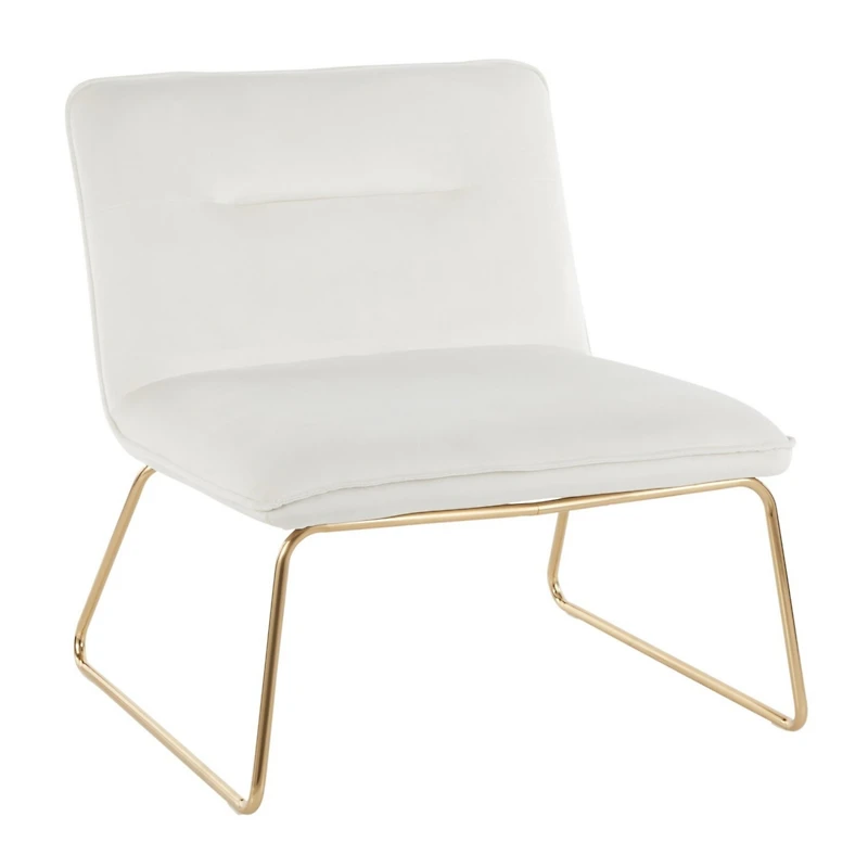 Simplie Fun Casper Contemporary Accent Chair In Gold Metal And Cream Velvet