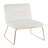 Simplie Fun Casper Contemporary Accent Chair In Gold Metal And Cream Velvet