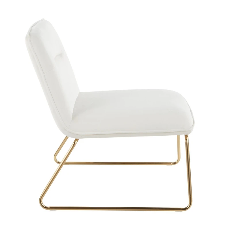 Simplie Fun Casper Contemporary Accent Chair In Gold Metal And Cream Velvet