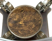 Streamdale Glass Top End Table with Marble Shelf and Metal Legs