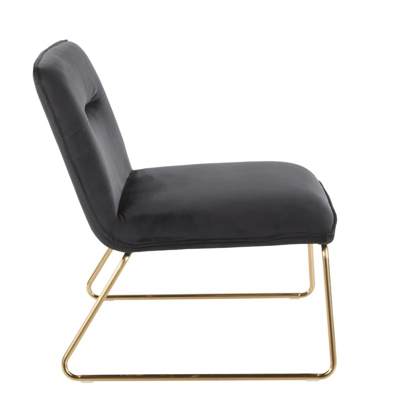 Simplie Fun Casper Contemporary Accent Chair In Gold Metal And Black Velvet