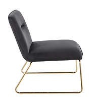 Simplie Fun Casper Contemporary Accent Chair In Gold Metal And Black Velvet