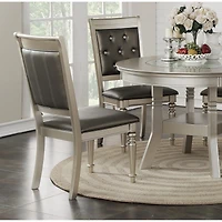 Simplie Fun Luxury Silver Accent Tufted Upholstered Chairs Set Of 2 Dining Side Chairs