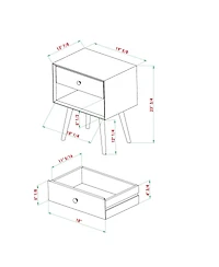 Streamdale Mid-Century Modern Single-Drawer Solid Wood Nightstand - Caramel