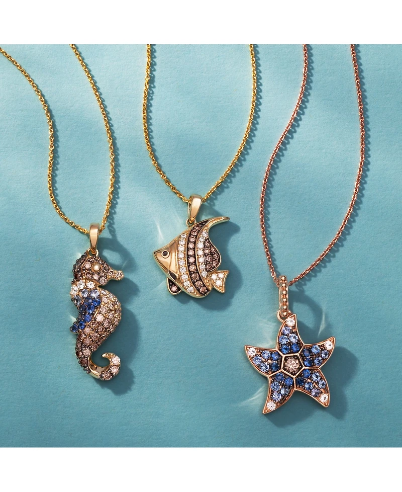 Le Vian Multi-Sapphire (5/8 ct. t.w.) & Chocolate Diamond (1/20 ct. t.w.) Starfish Pendant Necklace in 14k Rose Gold, 18" + 2" extender