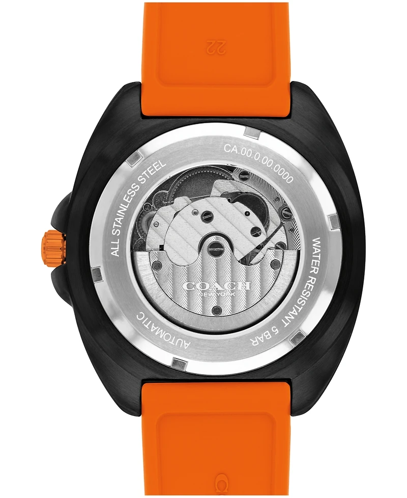 Coach Men's Charter Automatic Orange Silicone Watch 44mm