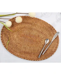 Saro Lifestyle Woven Rattan Placemats Set of 4,14"x19"
