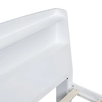 Full Size Platform Bed With Storage Led Headboard, Twin Size Trundle And 3 Drawers