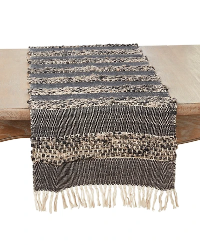 Saro Lifestyle Tassel Trimmed Stripes Table Runner, 16"x72"
