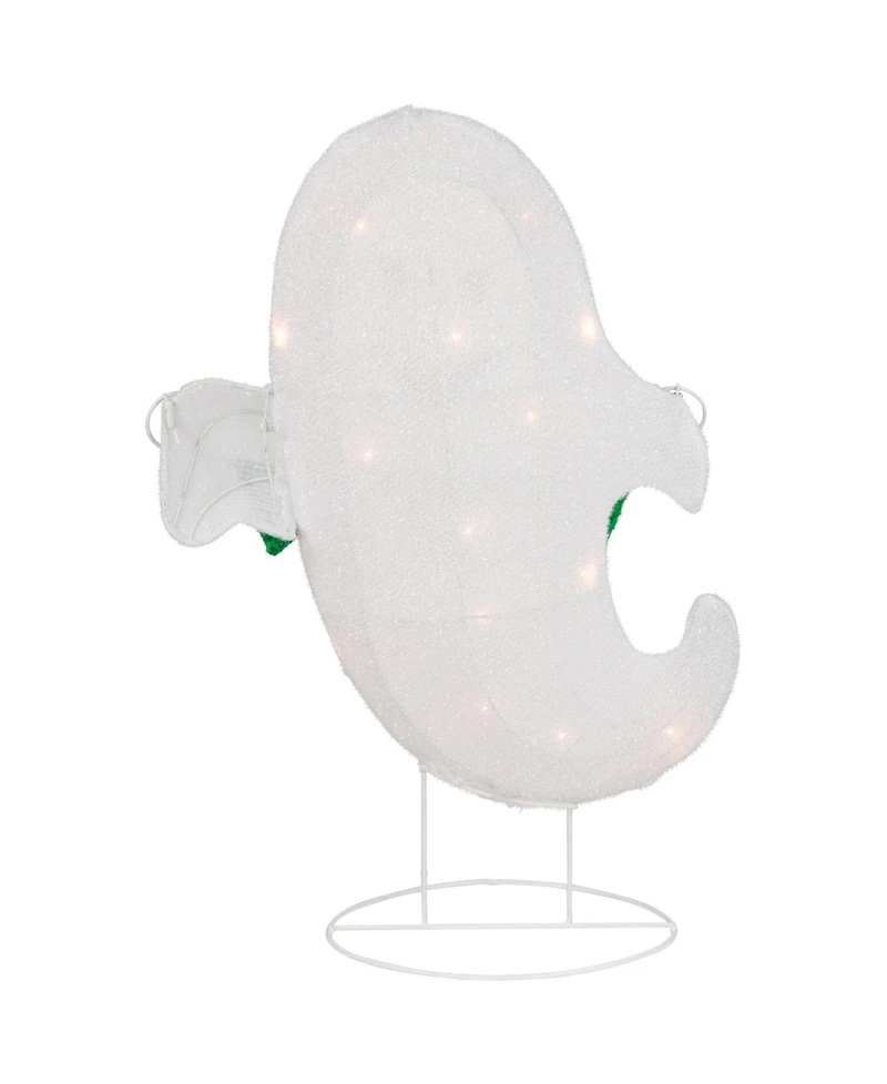 Northlight 25" Lighted Led White Ghost with "Boo" Banner Halloween Yard Decoration