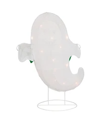 Northlight 25" Lighted Led White Ghost with "Boo" Banner Halloween Yard Decoration