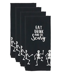 Saro Lifestyle Frightful Feast Skeleton Kitchen Towel Set of 4,18"x28"