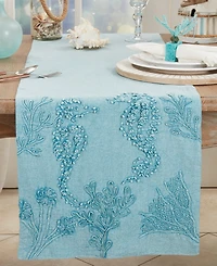 Saro Lifestyle Seashore Stonewashed Detail Table Runner, 16"x72"