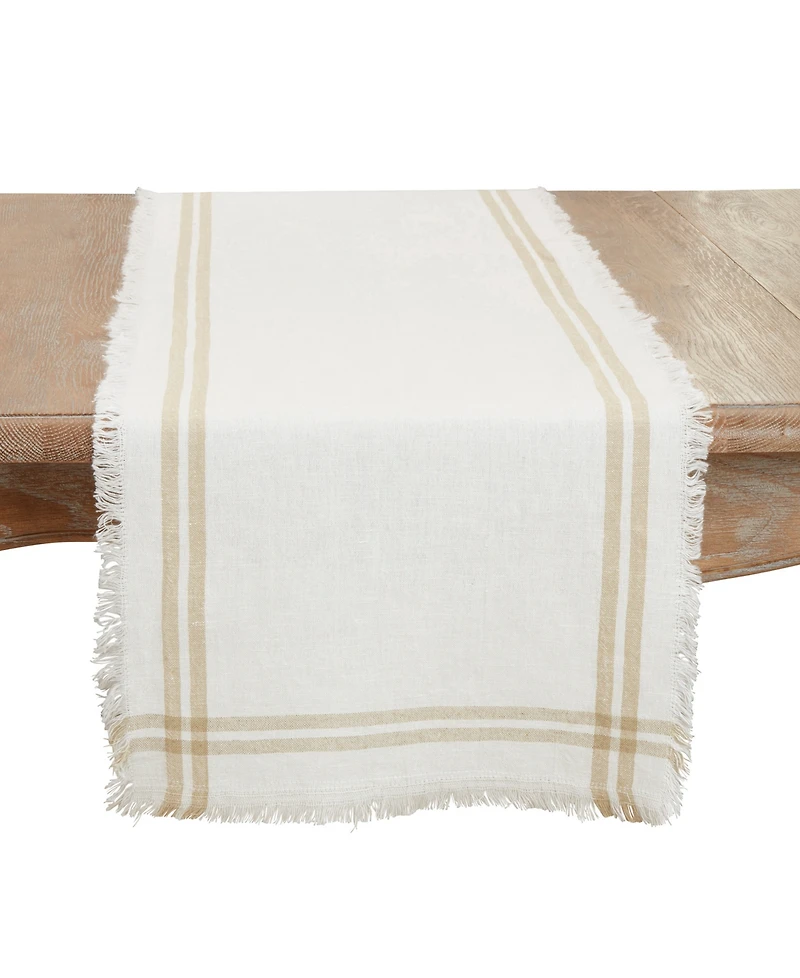 Saro Lifestyle Trendy Fringed Stripe Table Runner, 13"x72"