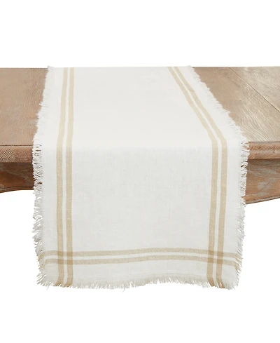 Saro Lifestyle Trendy Fringed Stripe Table Runner, 13"x72"