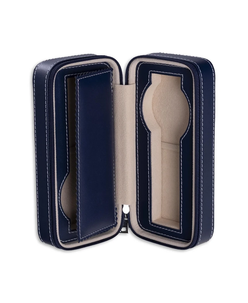 Bey-Berk Leather Two Watch Travel Case with Form Fit Compartments
