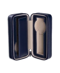 Bey-Berk Leather Two Watch Travel Case with Form Fit Compartments