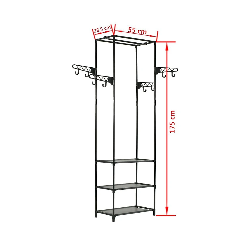 vidaXL Clothes Rack Steel and Non-woven Fabric 21.7"x11.2"x68.9" Black