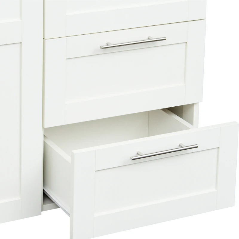 Streamdale Furniture High Wardrobe And Kitchen Cabinet With 2 Doors, 2 Drawers And 5 Storage Spaces, White