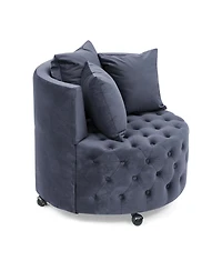 Simplie Fun Swivel Chair with Velvet Upholstery and Pillows