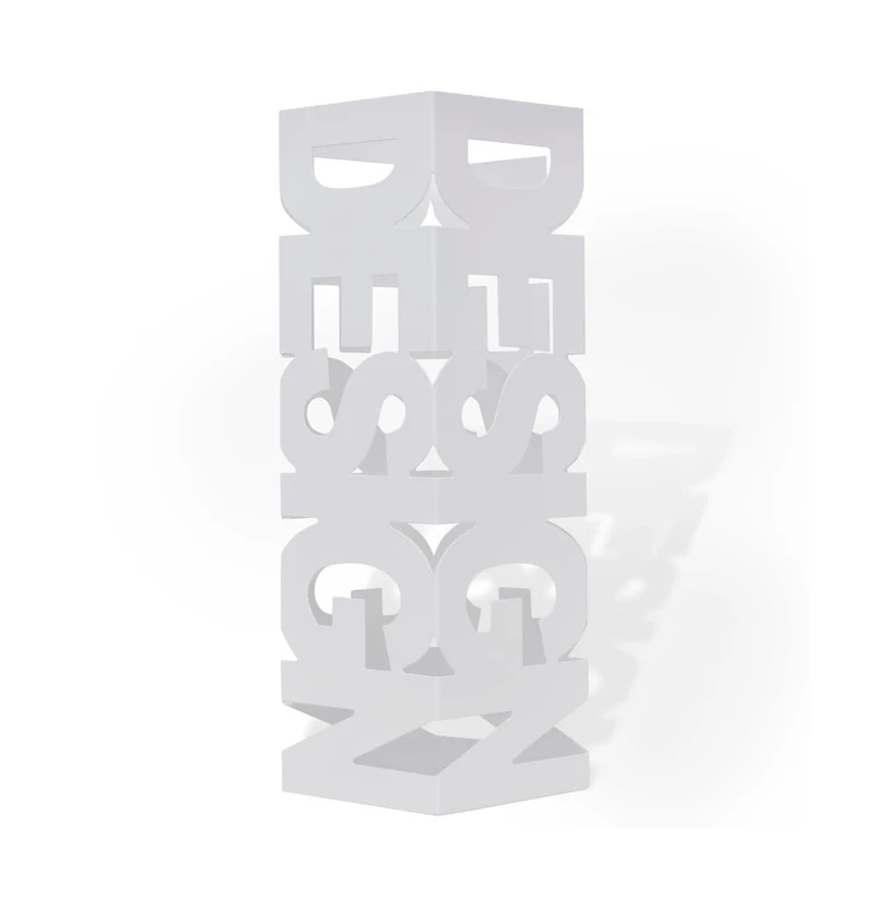 vidaXL White Square Umbrella Stand Storage Holder Walking Stick Steel 19.1