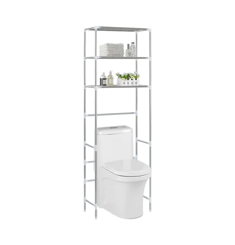 vidaXL 3-Tier Storage Rack over Toilet Silver 20.9"x11"x66.5"