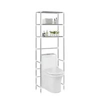 vidaXL 3-Tier Storage Rack over Toilet Silver 20.9"x11"x66.5"