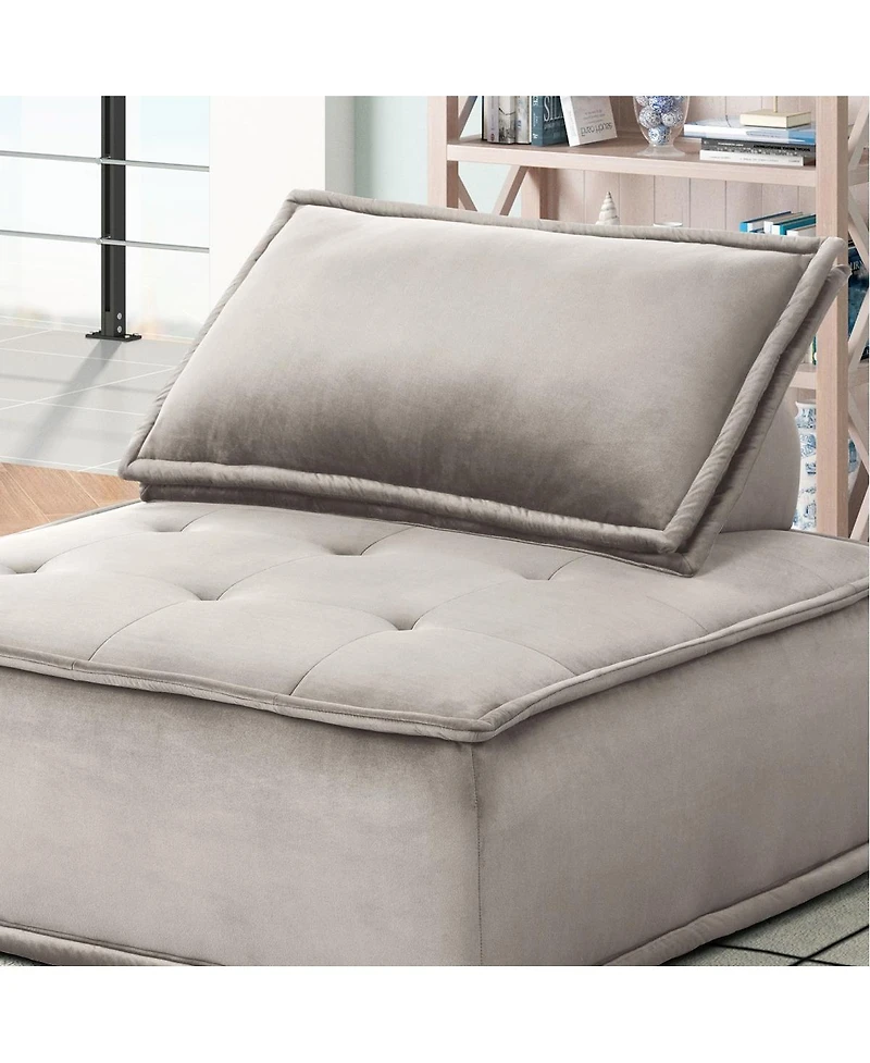 Anna Light Gray Velvet Armless Lounge Chair