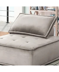 Anna Light Gray Velvet Armless Lounge Chair