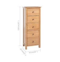 Tall Chest of Drawers 17.7"x12.5"x43.3" Solid Oak Wood