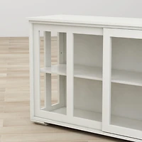 Kitchen Storage Stand Cupboard With Glass Door-White