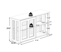 Kitchen Storage Stand Cupboard With Glass Door-White