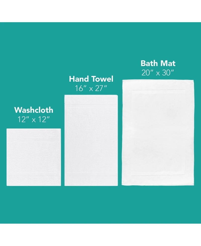 Arkwright Home Admiral Washcloths (12 Pack), 12x12 in., Cotton Poly Blend, White