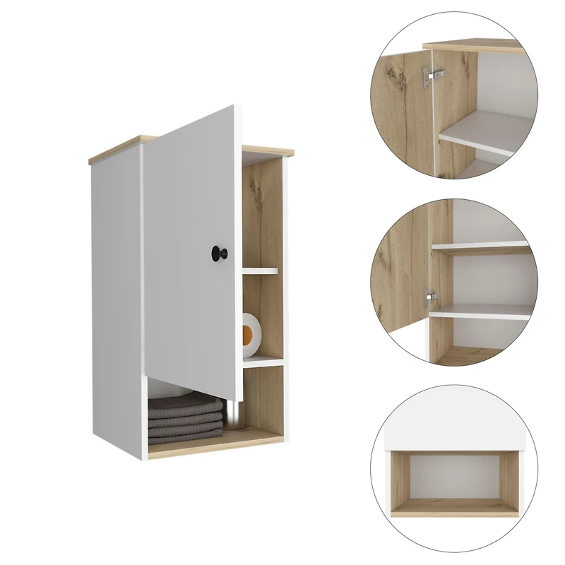 Streamdale Kensington 1-Shelf Medicine Cabinet Light Oak And White