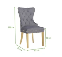 Streamdale Simba Gold 2 Piece Dining Chair Finish With Velvet Fabric In Dark Gray