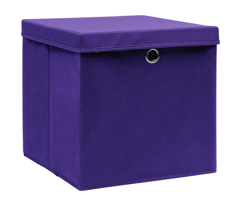 vidaXL Storage Boxes with Lids 4 pcs Purple 12.6"x12.6"x12.6" Fabric