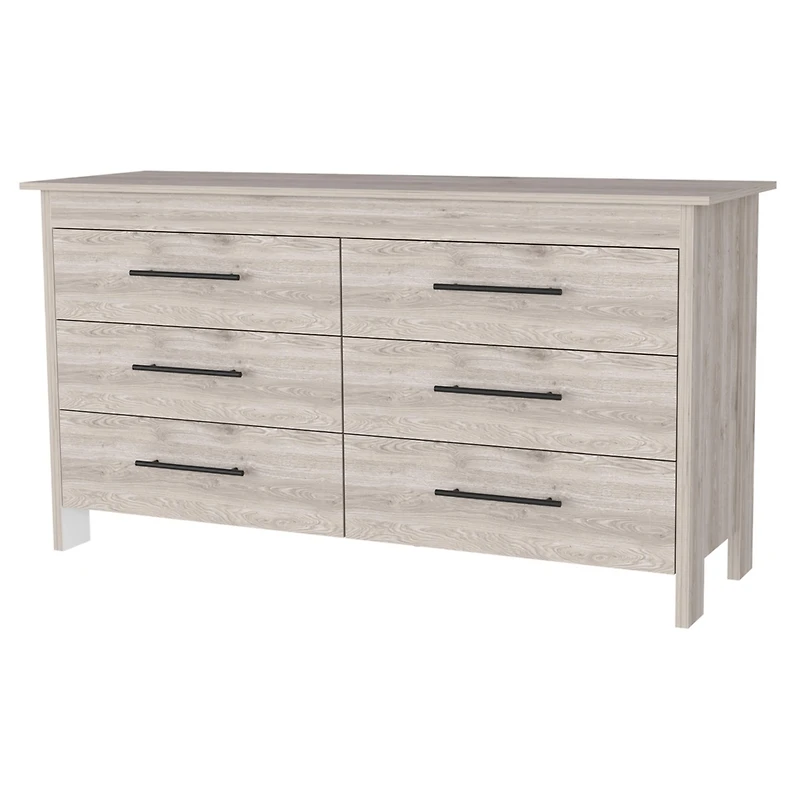 Streamdale Southington 6-Drawer Rectangle Dresser Light Gray